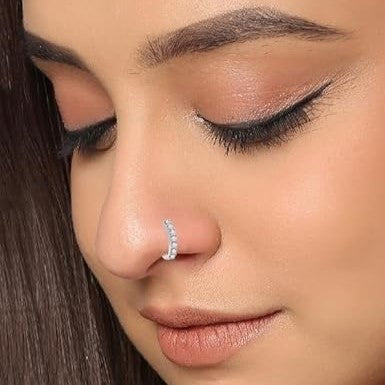 Circle Nose Pin American Diamond Pressing Gold Plated Nose Pin For