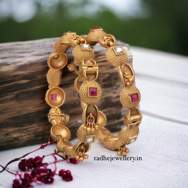 Rajwadi Kada Open Shell Design, Openable, Square Stones – Radhe