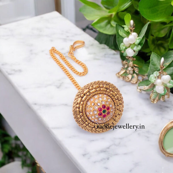 Bor Rajputi Borla Design Ruby Kundan Borla/ Emerald Meenakari