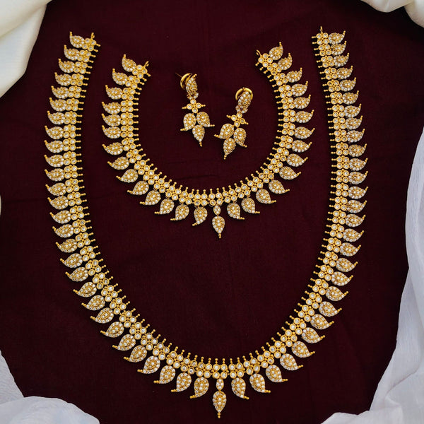 Antique Gold plated Long Haram Choker Necklace Set South Indian