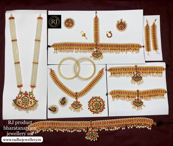 Bharatanatyam Jewellery with All The 10 Separate Ornaments Made