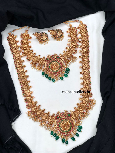 Beautiful Temple jewellery Matte Finish Combo Necklace Set