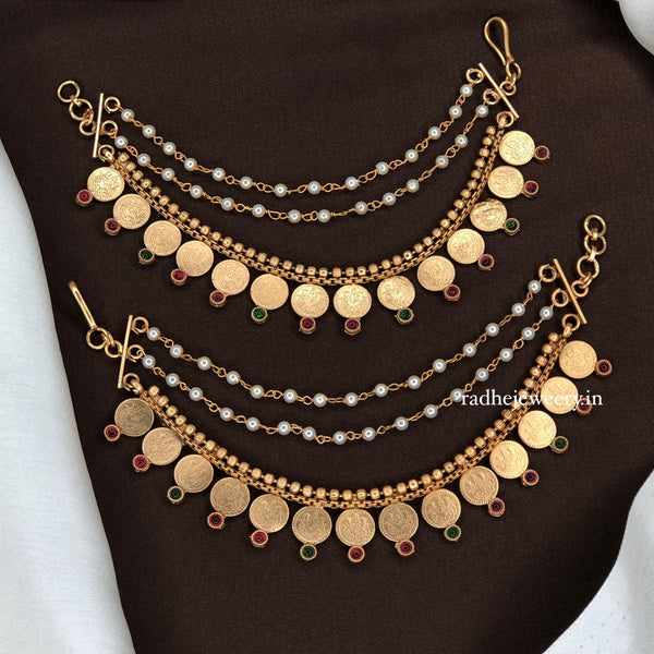 Line Gold Look AD Tilak Bridal Ear Chain/Kaan Chain/Maatal Gold