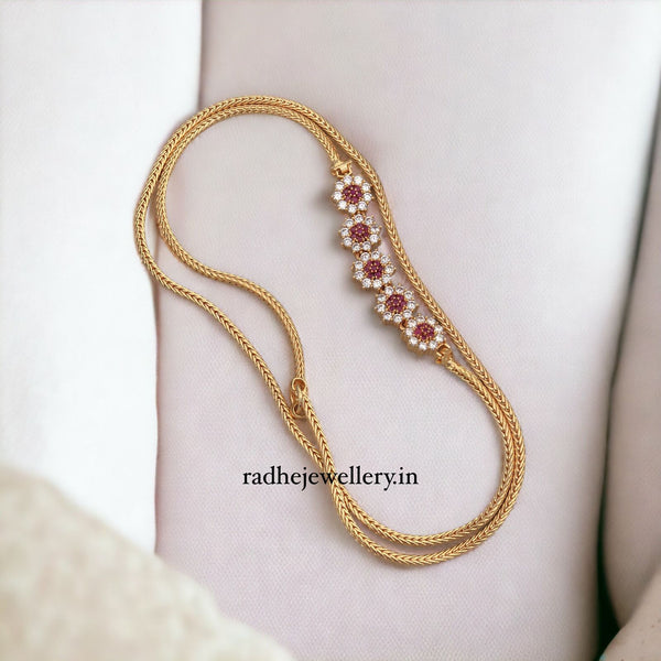 Micro Plated Mugaappu Charming AD Stone Mopu Chain,Thali Chain,Mugappu chain,One Gram,Mopu Designs