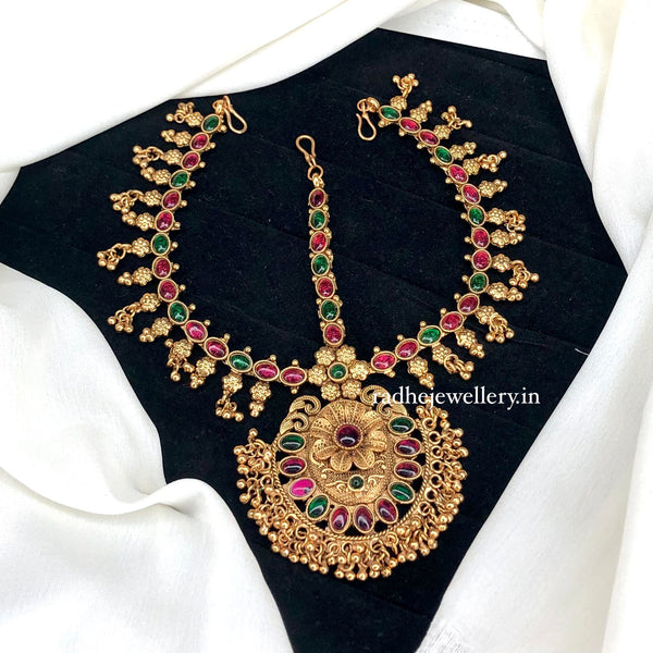 Premium Matte Finish Kemp Stones Hair Accessory Damini/Tikka