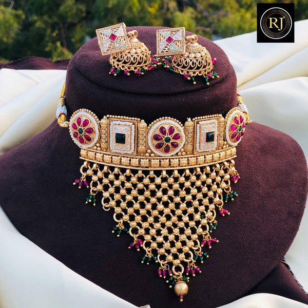 Bridal Necklace Rajasthani Choker Necklace Online Red Meenakari