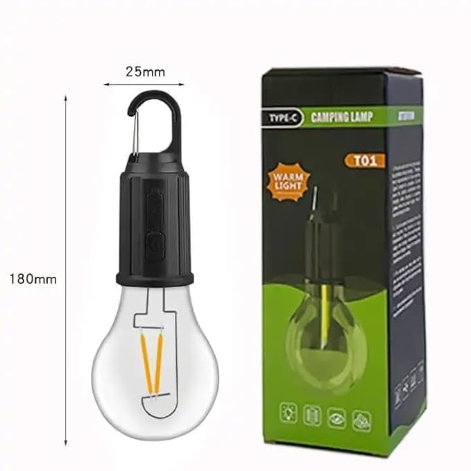 Rechargeable Camping Lights, Waterproof LED Hanging Tent Bulb with USB Cable, 3 Lighting Modes Hanging Camping Lantern Lamp for Hiking, Emergency