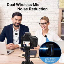 SX9 Wireless Microphone for PC/iPhone, All Smartphones & Camera Collar mic (2 Microphones 1 Receiver) Ultra-Long Life 360 ° Noise Reduction HD Radio Double vlog/Live/Video Recording.