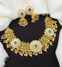 Traditional Gold-Plated Kundan Necklace Set with Matching Earrings & Pearl Drops – Bridal Ethnic Jewellery Set