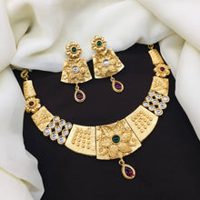 Designer Gold Tone Ethnic Necklace Set with Earrings