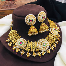 Traditional Gold-Plated Kundan Necklace Set with Matching Earrings & Pearl Drops – Bridal Ethnic Jewellery Set