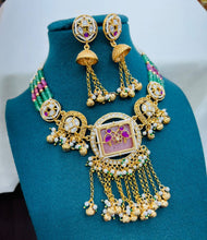 Royal Kundan Pearl Tassel Choker Necklace Set with Jhumka Earrings