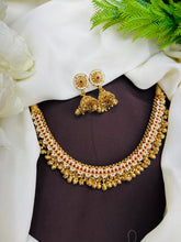 Traditional Antique Gold Lakshmi Coin Choker Necklace Set with Jhumka Earrings