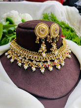 Royal Kundan Pearl Bridal Choker Necklace Set with Statement Earrings