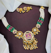 Royal Kundan Pearl Tassel Choker Necklace Set with Jhumka Earrings