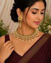 Royal Kundan Pearl Bridal Choker Necklace Set with Statement Earrings
