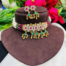 Elegant White  Beaded Kundan Choker Set