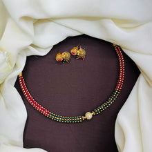 Ruby & Emerald Beaded Choker Necklace Set