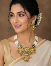 Antique Elephant Motif Pearl Choker Necklace Set with Designer Jhumka Earrings