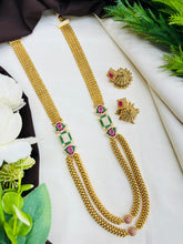 Royal Antique Gold Long Haram Necklace Set