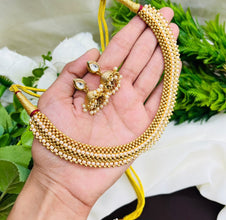 Classic Pearl Beaded Choker Necklace Set with Jhumka Earrings
