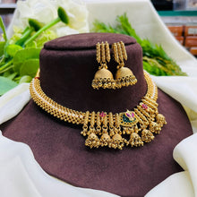 Traditional Antique Gold Jhumka Choker Necklace Set
