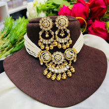 Elegant White Beaded Kundan Choker Set