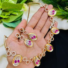 Premium Designer AD Pendant Necklace Set with Earrings