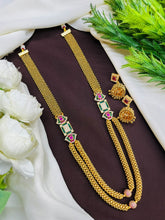 Royal Antique Gold Long Haram Necklace Set