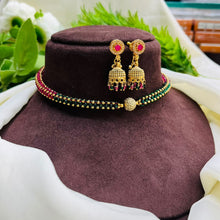 Ruby & Emerald Beaded Choker Necklace Set