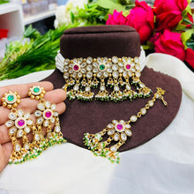 Elegant White Beaded Kundan Choker Set