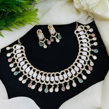 Premium White Kundan AD Necklace Set with Earrings