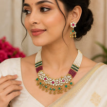 Elegant White  Beaded Kundan Choker Set