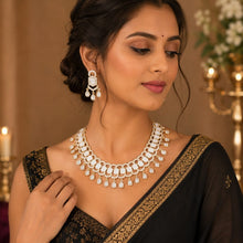 Premium White Kundan AD Necklace Set with Earrings