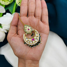 Premium Kundan Maang Tikka with Pearl & Green Beads