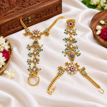Imperial Jadau Kundan and Emerald Haath Phool Pair