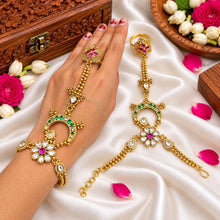Kashmiri Heritage Crescent Jadau Kundan Haath Phool Pair