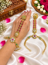 Antique Gold Finish Kundan & Beaded Hathphool