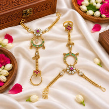Kashmiri Heritage Crescent Jadau Kundan Haath Phool Pair