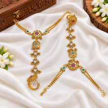 Antique Gold-Plated Rajwadi Kundan Haath Phool Hand Harness Set