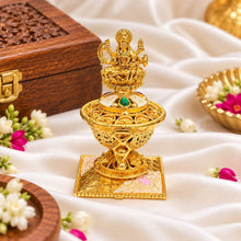 Traditional Gold-Plated Lakshmi Sindoor Dani (Kumkum Box)
