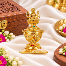 Traditional Gold-Plated Lakshmi Sindoor Dani (Kumkum Box)