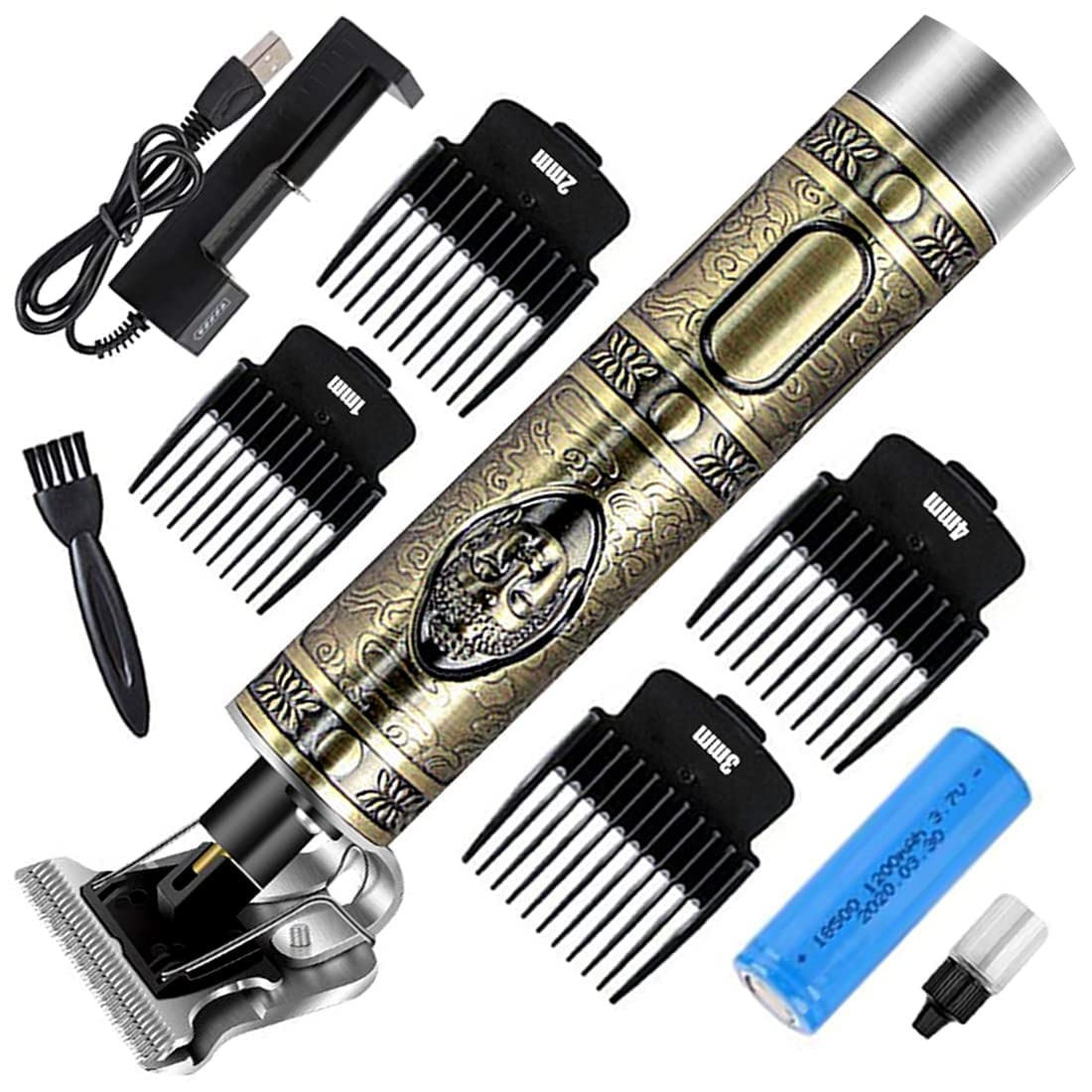 Men Professional Hair Clipper with Adjustable T-Blade Clipper & Charging Adapter Rechargeable Hair Trimmer and Shaver Haircut & Grooming Kit for Men