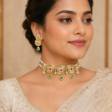 Elegant Kundan Beaded Necklace & Earrings Set