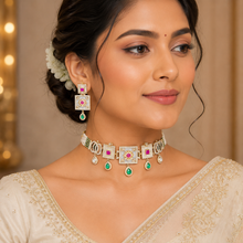 Designer Pearl & Emerald Necklace Set