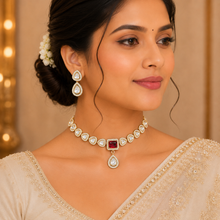 Elegant White Stone Statement Necklace Set