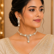 Elegant White Stone Statement Necklace Set