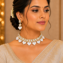 Elegant White Stone Statement Necklace Set