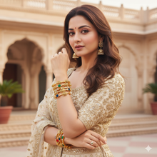 Traditional Gold-Plated Deity & Multi-Stone Kada Bangles (Set of 2/4)