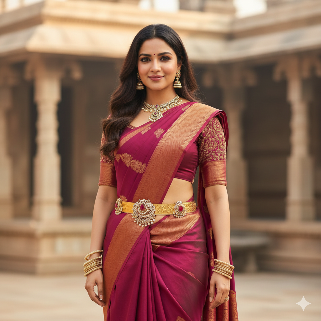 Gold Plated Waist Belt With AD Stones peacock Pendant